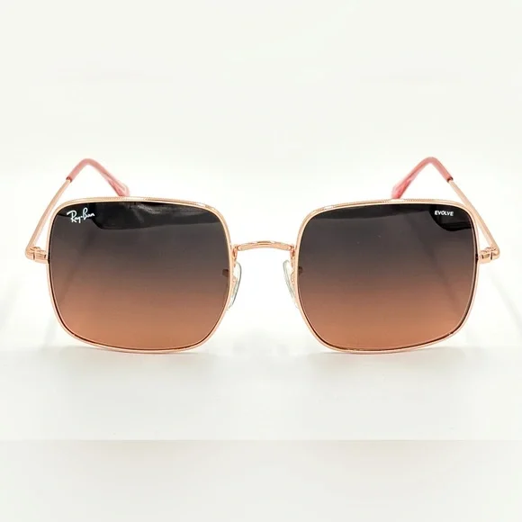 Ray-Ban Womens Sunglasses Rose Lens RB1971 Square Metal Frame 9151/AA  54-19-145 - Picture 5 of 16